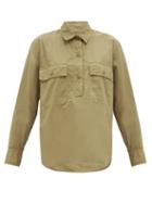 Matchesfashion.com Nili Lotan - Shae Oversized Cotton Shirt - Womens - Khaki