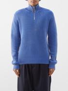 Jw Anderson - Can Pull-ring Quarter-zip Cotton Sweater - Mens - Cobalt Blue