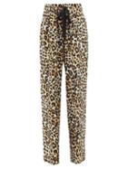 Raey - High-waist Watercolour Leopard Print Silk Trousers - Womens - Ivory Multi