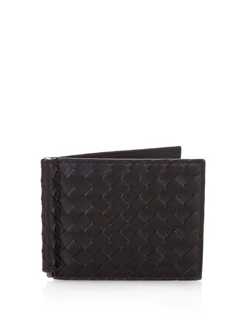 Matchesfashion.com Bottega Veneta - Intrecciato Leather Hinge Wallet - Mens - Black