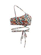 Agua By Agua Bendita - Azuncena Floral-print One-shoulder Bikini Top - Womens - Red Print