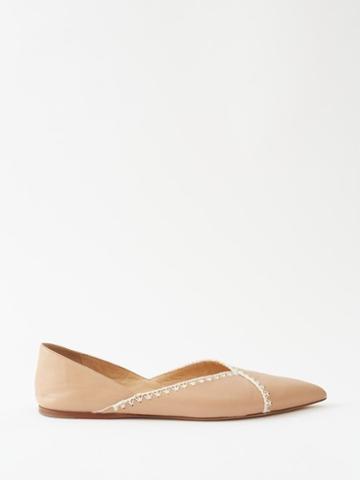 Gabriela Hearst - Avner Blanket-stitched Leather Ballet Flats - Womens - Nude