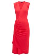 Matchesfashion.com Atlein - Asymmetric Stretch-jersey Wrap Dress - Womens - Pink