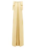 Matchesfashion.com Emilia Wickstead - Julie Bow Shoulder Metallic Cloqu Gown - Womens - Gold