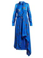 Matchesfashion.com Preen By Thornton Bregazzi - Jessie Floral Print Handkerchief Hem Dress - Womens - Blue Multi