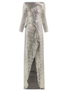Matchesfashion.com Roland Mouret - Sarandon Sequinned Panelled Gown - Womens - Silver
