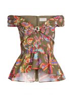 Peter Pilotto Floral-print Peplum-hem Cotton-blend Top