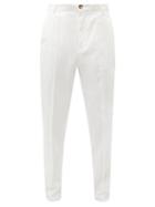 Brunello Cucinelli - Topstitched Cotton-twill Trousers - Mens - White
