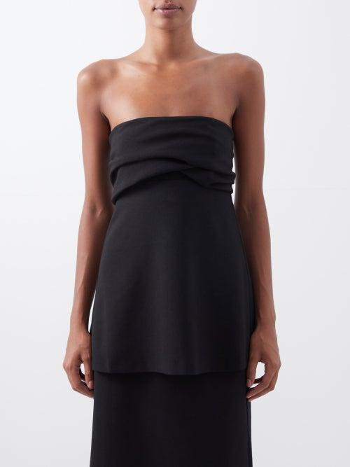 Toteme - Gathered Crepe Off-the-shoulder Top - Womens - Black