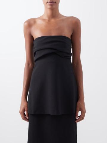 Toteme - Gathered Crepe Off-the-shoulder Top - Womens - Black