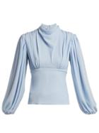 Matchesfashion.com Emilia Wickstead - Ronan Gathered Crepe Blouse - Womens - Light Blue