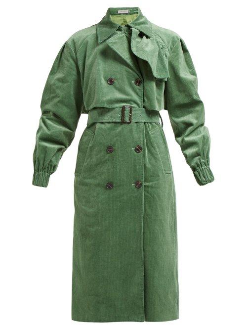 Matchesfashion.com Preen Line - Mia Cotton Corduroy Trench Coat - Womens - Green