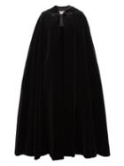 Matchesfashion.com William Vintage - Ysl Rive Gauche Hooded Cotton Blend Velvet Cape - Womens - Black