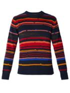 Matchesfashion.com Missoni - Striped Cashmere And Wool Blend Sweater - Mens - Navy Multi