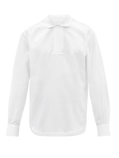 Bourrienne Paris X - Marin Stripe-embossed Cotton-poplin Shirt - Mens - White