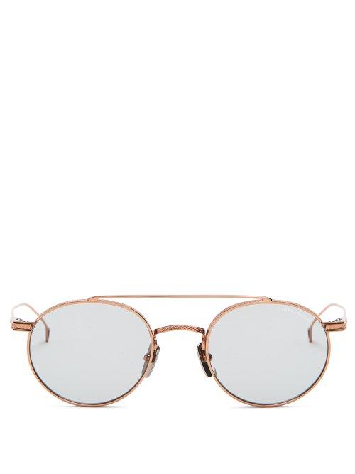 Matchesfashion.com Dita Eyewear - Journey Round Frame Sunglasses - Mens - Gold