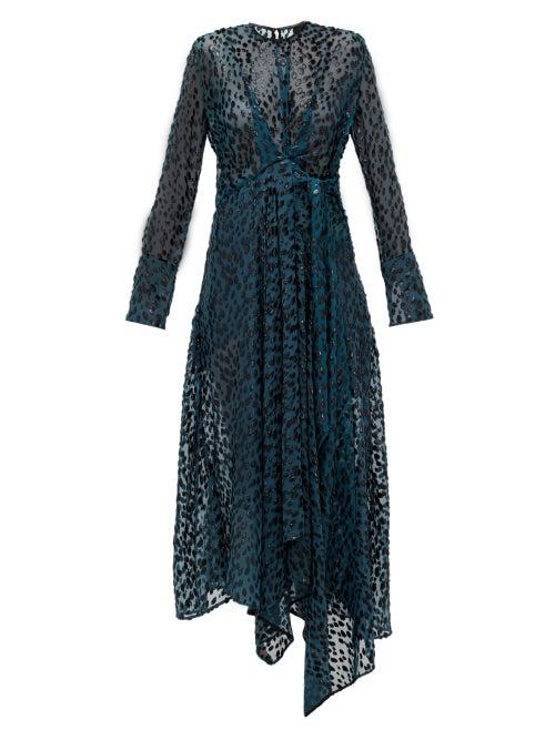 Matchesfashion.com Petar Petrov - Aida Wrap-effect Fil-coup Dress - Womens - Blue Multi