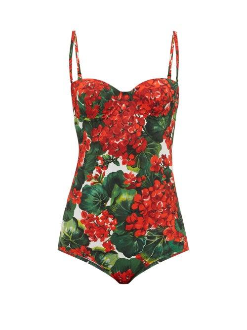 Matchesfashion.com Dolce & Gabbana - Portofino Balconette Swimsuit - Womens - Red Print