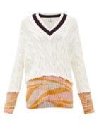 Matchesfashion.com M Missoni - V-neck Cable-knitted Sweater - Womens - White