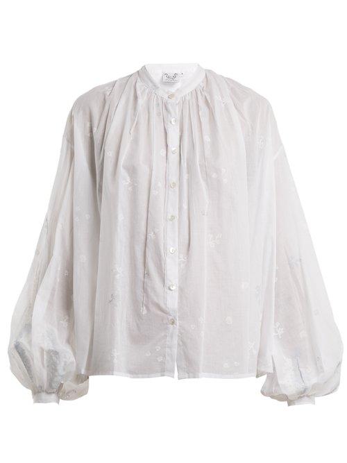 Matchesfashion.com Thierry Colson - Slava Balloon Sleeved Blouse - Womens - White Multi
