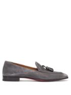 Matchesfashion.com Christian Louboutin - King Nile Tasselled Suede Loafers - Mens - Grey