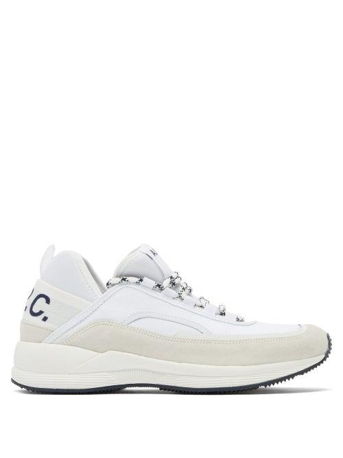 Matchesfashion.com A.p.c. - Run Around Logo Tape Technical Trainers - Womens - White