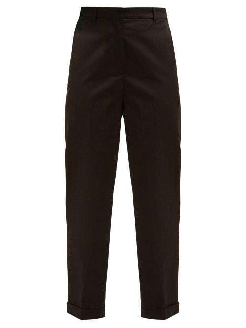 Matchesfashion.com Rochas - Turn Up Cuff Cotton Blend Trousers - Womens - Black