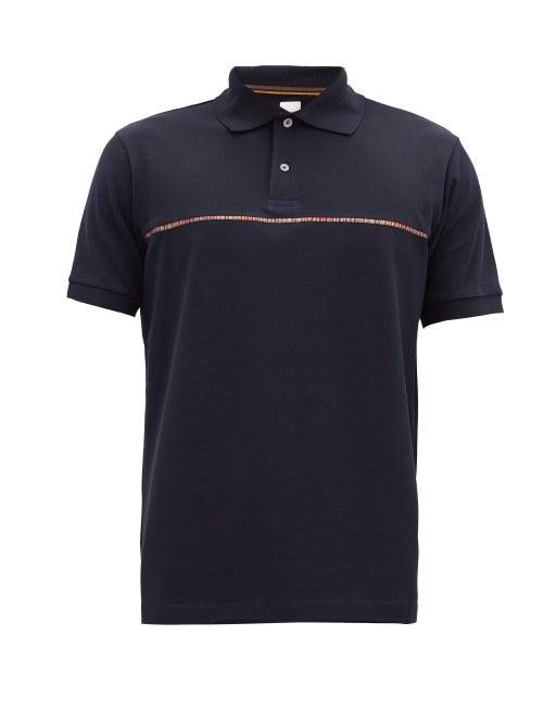 Matchesfashion.com Paul Smith - Signature-stripe Cotton-piqu Polo Shirt - Mens - Navy
