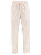 Tekla - Striped Organic-cotton Pyjama Trousers - Womens - White Pink