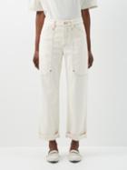 Brunello Cucinelli - Logo-patch Straight-leg Denim Jeans - Womens - Cream