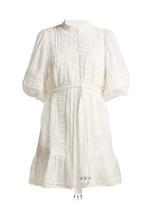 Matchesfashion.com Zimmermann - Castile Flower Lace Trimmed Voile Dress - Womens - Ivory