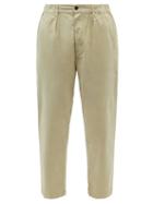 Albam - High-rise Pleated Cotton-twill Trousers - Mens - Beige