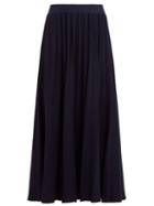 Matchesfashion.com Gabriela Hearst - Mitford Pleated Wool Blend Midi Skirt - Womens - Navy