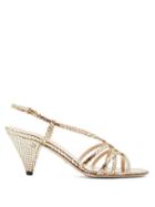 Matchesfashion.com Gucci - Juliet Metallic Python-effect Leather Sandals - Womens - Light Gold