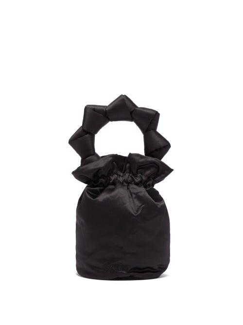 Ganni - Knotted Recycled Fibre-blend Satin Handbag - Womens - Black