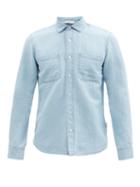Matchesfashion.com Orlebar Brown - Giles Washed Linen-blend Denim Shirt - Mens - Light Indigo