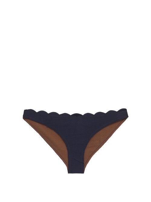 Matchesfashion.com Marysia - Santa Barbara Reversible Scalloped Bikini Briefs - Womens - Blue Multi