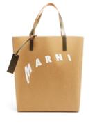 Matchesfashion.com Marni - Logo-print Faux-leather Tote Bag - Mens - Beige