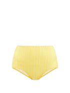 Matchesfashion.com Solid & Striped - The Brigitte High-rise Seersucker Bikini Briefs - Womens - Yellow