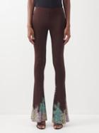 16arlington - Koro Flame-crystal Jersey Flared Trousers - Womens - Chocolate