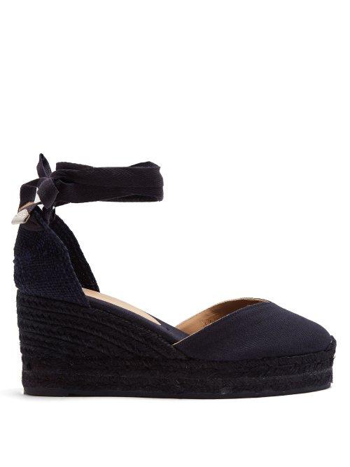 Matchesfashion.com Castaer - Carina Canvas Wedge Espadrilles - Womens - Navy