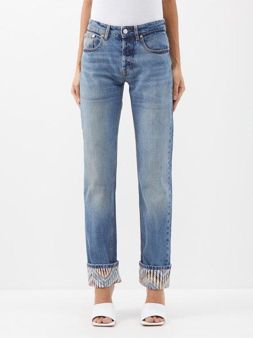 Missoni - Zigzag Turn-up Straight-leg Jeans - Womens - Blue Multi