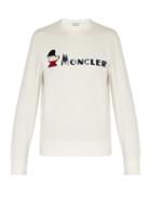 Matchesfashion.com Moncler - Logo Appliqu Loopback Cotton Sweatshirt - Mens - White