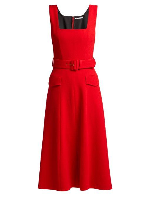 Matchesfashion.com Emilia Wickstead - Petra Panelled Wool Crepe Midi Dress - Womens - Red