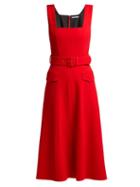 Matchesfashion.com Emilia Wickstead - Petra Panelled Wool Crepe Midi Dress - Womens - Red