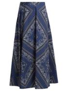 Matchesfashion.com Redvalentino - Bandana Print Cotton Skirt - Womens - Blue Multi