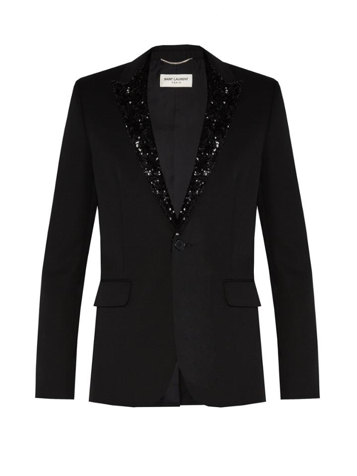 Saint Laurent Sequinned-lapel Single-breasted Blazer