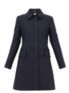Matchesfashion.com Burberry - Angus Single Breasted Wool Blend Coat - Womens - Navy
