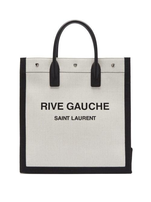 Matchesfashion.com Saint Laurent - Noe Logo-print Canvas Tote Bag - Mens - White Black