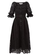 Matchesfashion.com Borgo De Nor - Corina Belted Lace Midi Shirt Dress - Womens - Black